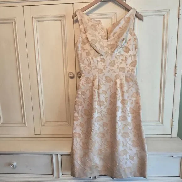 Vintage Mardi Gras 2 Piece 60s Brocade Suit Dress Champagne Color XS/ S - Picture 4 of 11